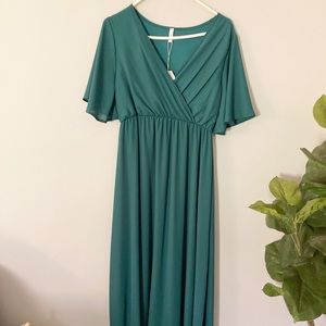 Pink blush maxi dress, size S, emerald. NEW WITH TAGS
